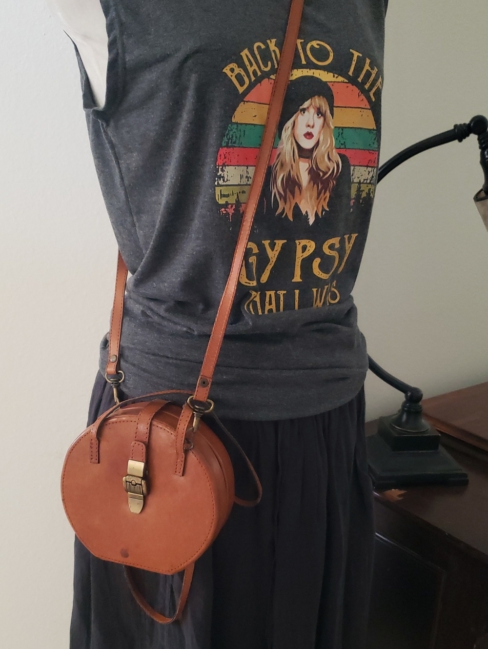 Mini Train Case Round Leather Bag